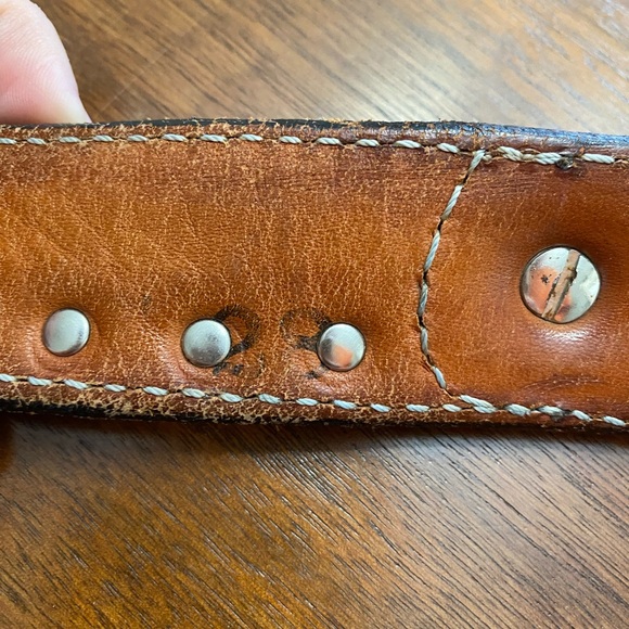 Women’s Hair on Hide Western Tooled Belt with Conchos - 28 - Picture 3 of 4